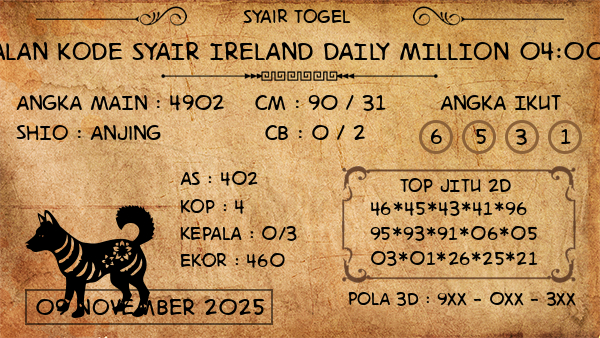 Prediksi Ireland Daily Million 04:00 WIB