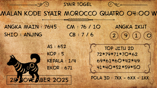 Prediksi Morocco Quatro 04:00 WIB