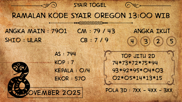 Prediksi Oregon 13:00 WIB